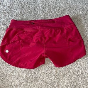 Red lululemon speed up shorts